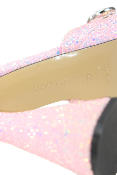 Mach & Mach Womens Double Bow Platform Pumps Glitter Pink Size 40 10