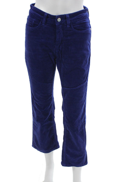 Pilcro Anthropologie Women Cropped Cotton Pants Blue Button Size 27