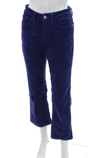 Pilcro Anthropologie Women Cropped Cotton Pants Blue Button Size 27