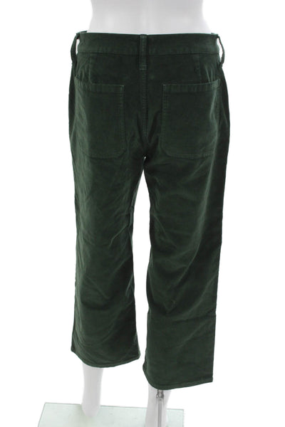 J Crew Womens Cropped Pants Green Cotton Button Petites Size 27