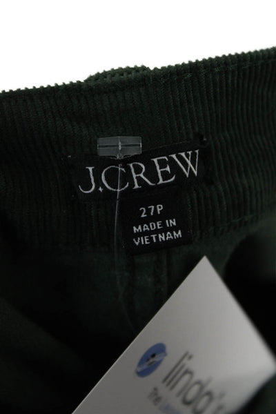 J Crew Womens Cropped Pants Green Cotton Button Petites Size 27