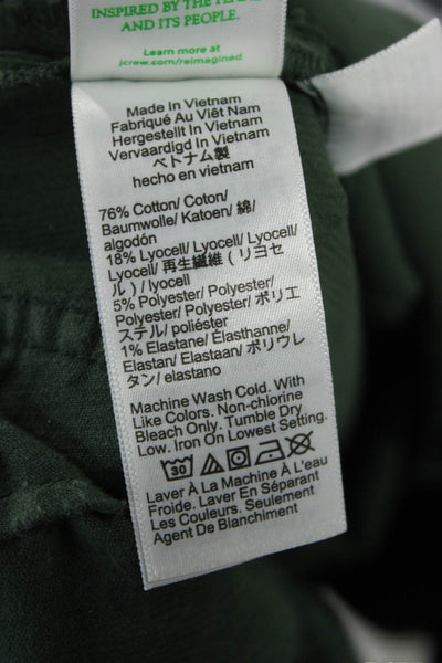 J Crew Womens Cropped Pants Green Cotton Button Petites Size 27