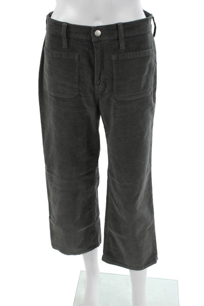 J Crew Womens Cropped Pants Gray Cotton Button Petites Size 27