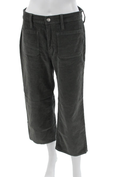 J Crew Womens Cropped Pants Gray Cotton Button Petites Size 27