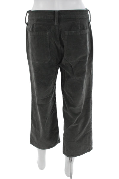 J Crew Womens Cropped Pants Gray Cotton Button Petites Size 27