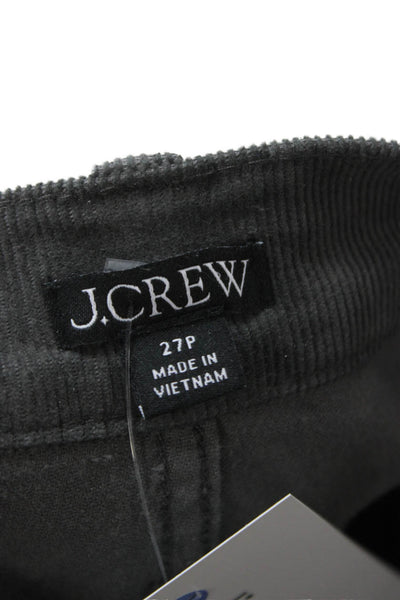 J Crew Womens Cropped Pants Gray Cotton Button Petites Size 27