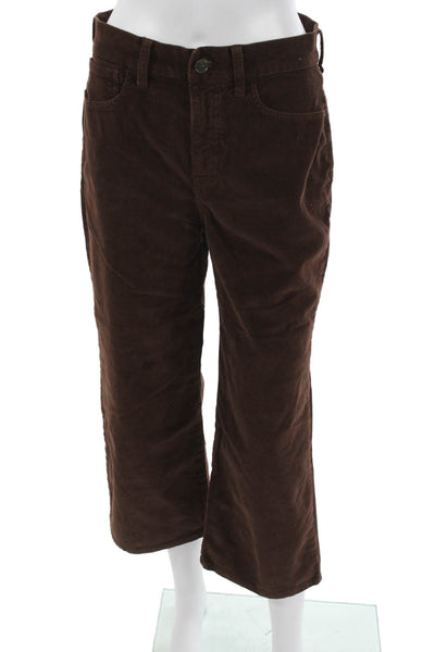J Crew Women Cropped Pants Petite Brown Button Cotton Size 27