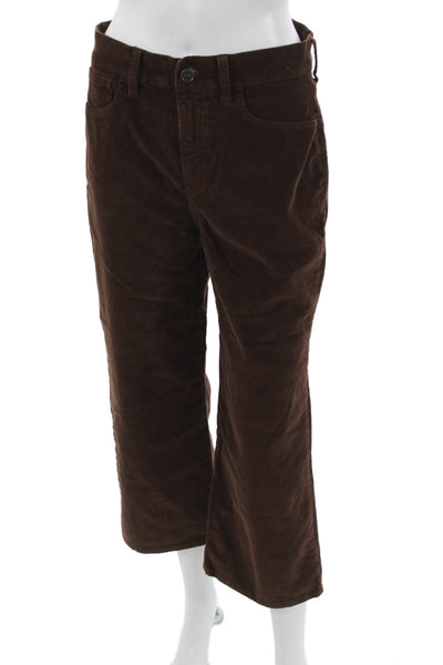 J Crew Women Cropped Pants Petite Brown Button Cotton Size 27