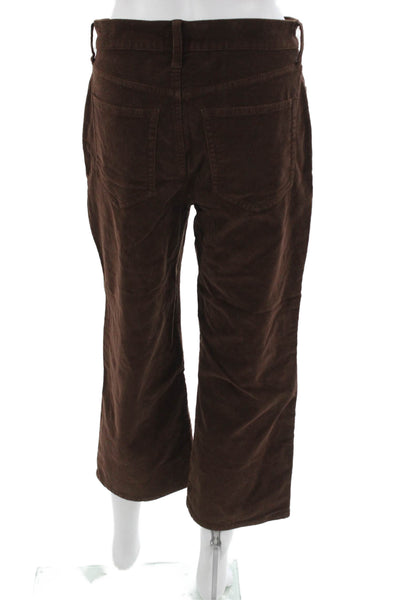 J Crew Women Cropped Pants Petite Brown Button Cotton Size 27
