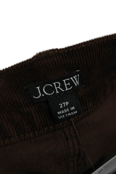 J Crew Women Cropped Pants Petite Brown Button Cotton Size 27