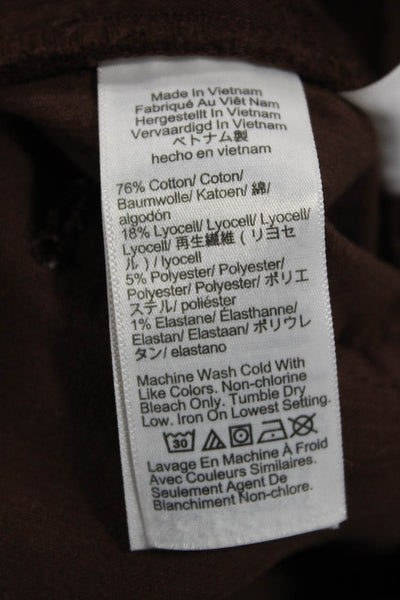J Crew Women Cropped Pants Petite Brown Button Cotton Size 27