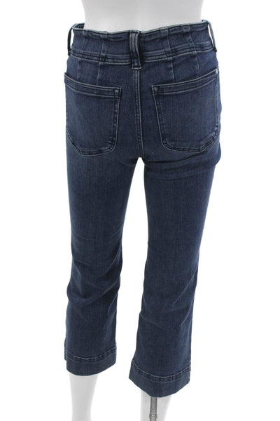 Pilcro Anthropologie Women Cropped Mid-Rise Blue Jeans Cotton Blend Size 27