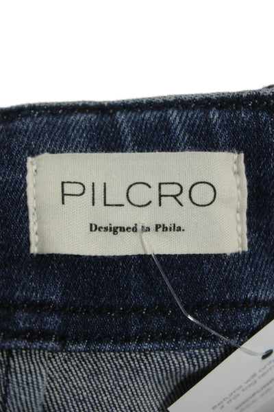 Pilcro Anthropologie Women Cropped Mid-Rise Blue Jeans Cotton Blend Size 27