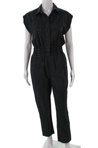 Pistola Womens Black Collared Sleeveless Jumpsuit Cotton Size XS