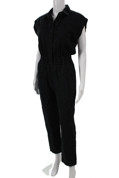 Pistola Womens Black Collared Sleeveless Jumpsuit Cotton Size XS