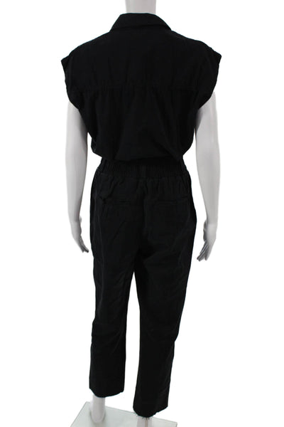 Pistola Womens Black Collared Sleeveless Jumpsuit Cotton Size XS