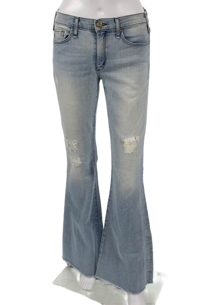 McGuire Womens Flared Jeans Blue Low Rise Button 32 Inseam Size 26