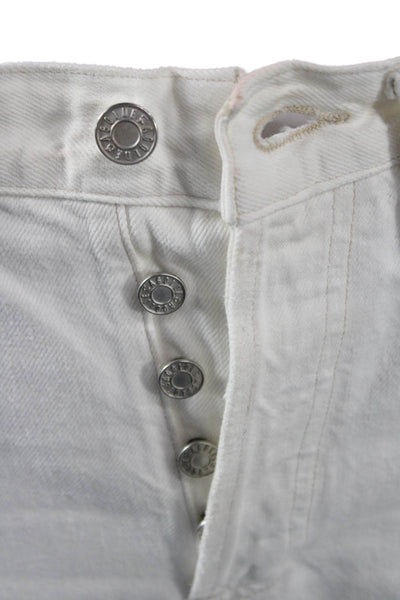 Agolde Womens Cropped Jeans White Mid Rise Button Size 25