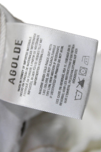 Agolde Womens Cropped Jeans White Mid Rise Button Size 25