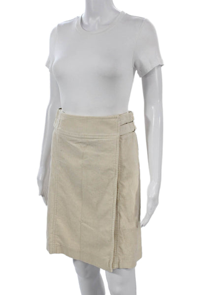 Tara Jarmon Women Beige Cotton Wrap Skirt Short Button Solid Size 36