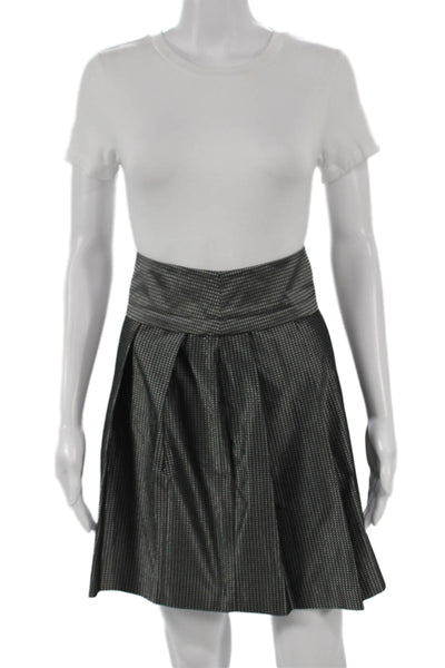 Theory Womens A-Line Skirt Black Geometric Polyester Short Zip Size 4