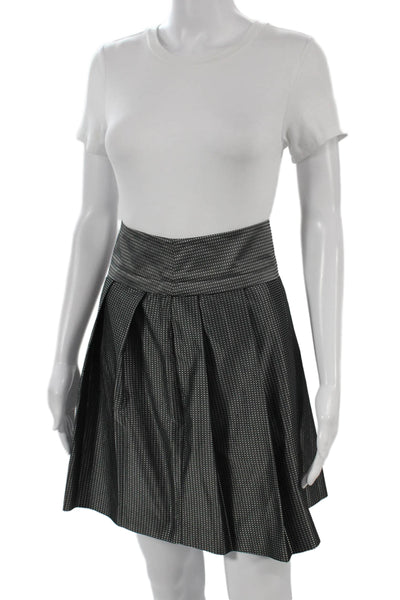 Theory Womens A-Line Skirt Black Geometric Polyester Short Zip Size 4
