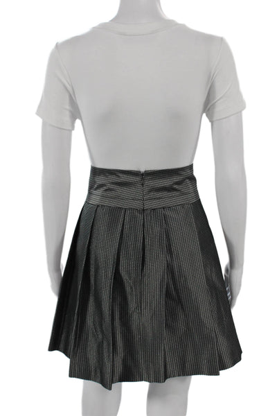Theory Womens A-Line Skirt Black Geometric Polyester Short Zip Size 4