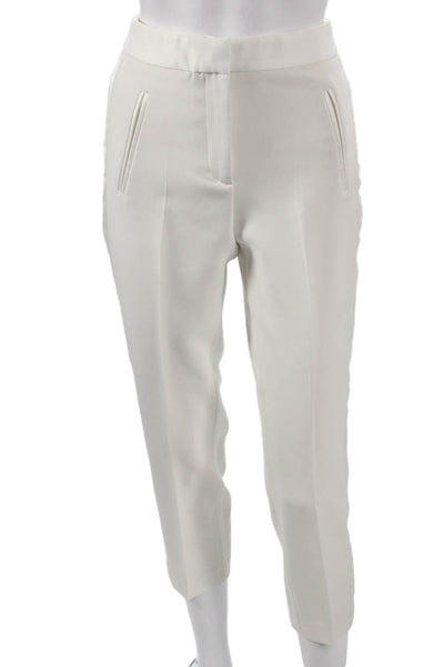 Zara Women Cropped White Polyester Blend Zip Pants Size XS