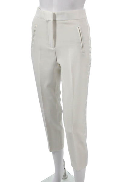 Zara Women Cropped White Polyester Blend Zip Pants Size XS