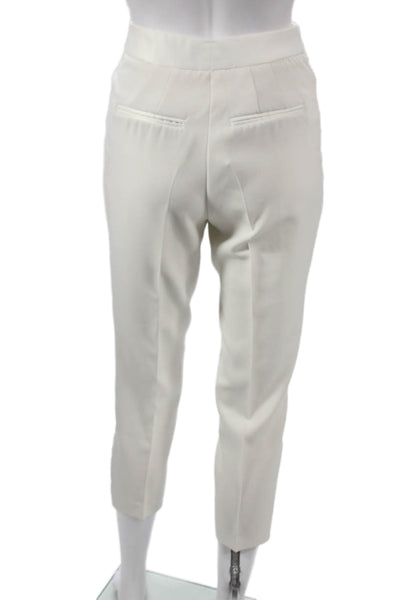 Zara Women Cropped White Polyester Blend Zip Pants Size XS