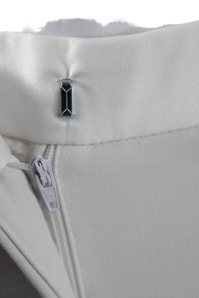 Zara Women Cropped White Polyester Blend Zip Pants Size XS