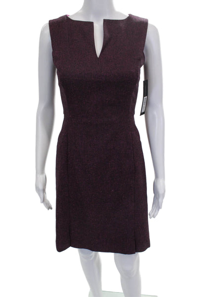Marc New York Womens Sheath Dress Purple V-Neck Sleeveless Zip Short Size S