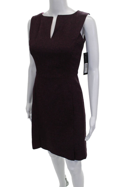 Marc New York Womens Sheath Dress Purple V-Neck Sleeveless Zip Short Size S