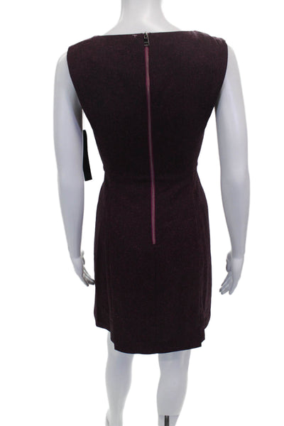 Marc New York Womens Sheath Dress Purple V-Neck Sleeveless Zip Short Size S