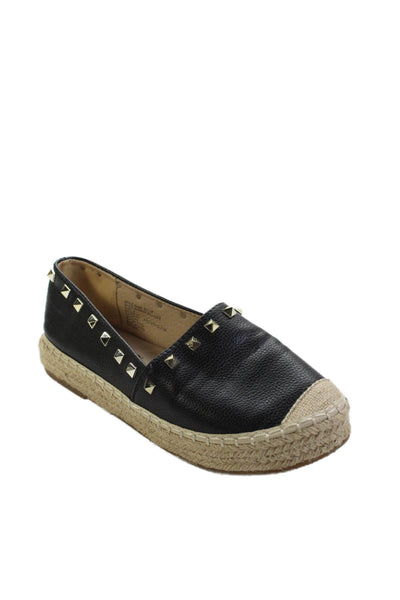 STEVEN BY STEVE MADDEN  Womens Studded Detail Espadrille Flats Black Size 9