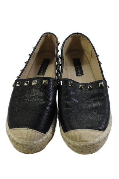 STEVEN BY STEVE MADDEN  Womens Studded Detail Espadrille Flats Black Size 9
