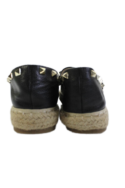 STEVEN BY STEVE MADDEN  Womens Studded Detail Espadrille Flats Black Size 9