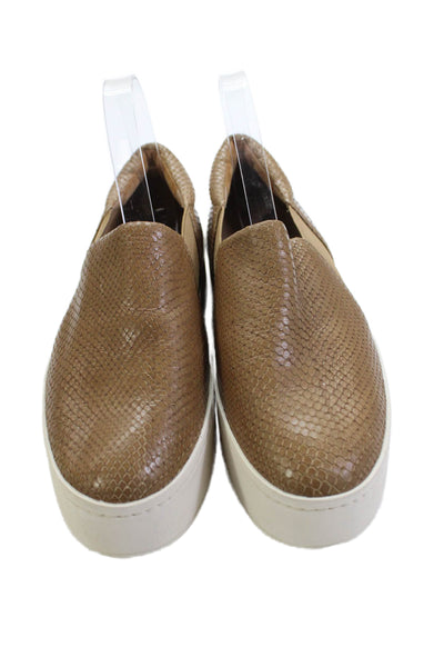 Vince Womens Faux Snakeskin Platform Shoes Brown Size 9