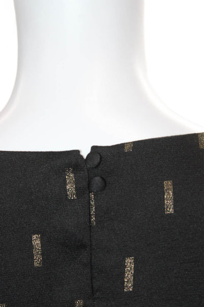 Madewell Women Basic Striped Boat Neck Button Blouse Black Short Sleeve Size S