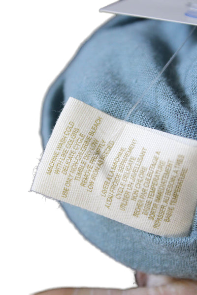 Free People Womens Basic Scoop Neck Long Sleeve T-Shirt Blue Rayon Size S