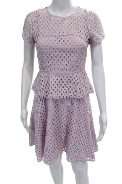 Banana Republic Women Fit & Flare Dress Purple Short-Sleeve Knee-Length Size 2