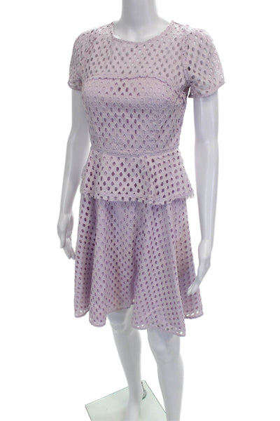 Banana Republic Women Fit & Flare Dress Purple Short-Sleeve Knee-Length Size 2