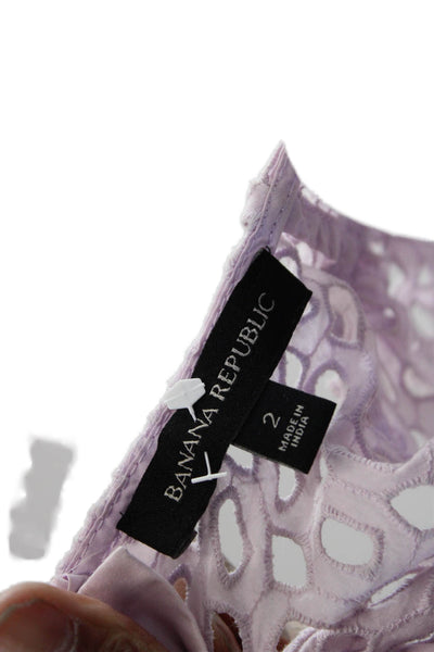 Banana Republic Women Fit & Flare Dress Purple Short-Sleeve Knee-Length Size 2