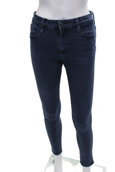 AG Womens Skinny Jeans Blue Mid Rise Cotton Blend Button Size 27