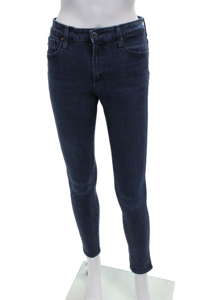 AG Womens Skinny Jeans Blue Mid Rise Cotton Blend Button Size 27