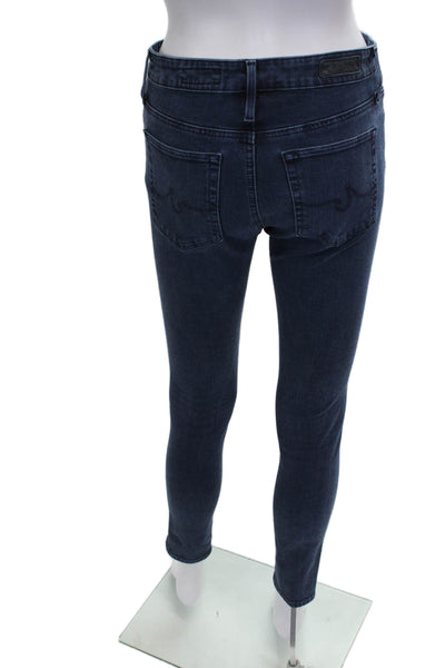 AG Womens Skinny Jeans Blue Mid Rise Cotton Blend Button Size 27