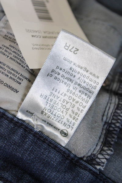 AG Womens Skinny Jeans Blue Mid Rise Cotton Blend Button Size 27