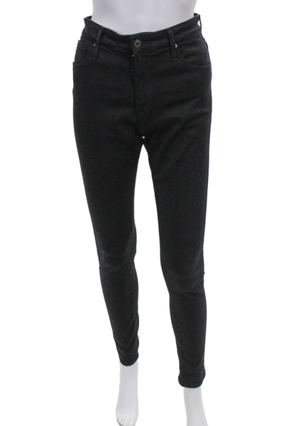 AG Womens Black Skinny Jeans Mid-Rise Button Viscose Size 28