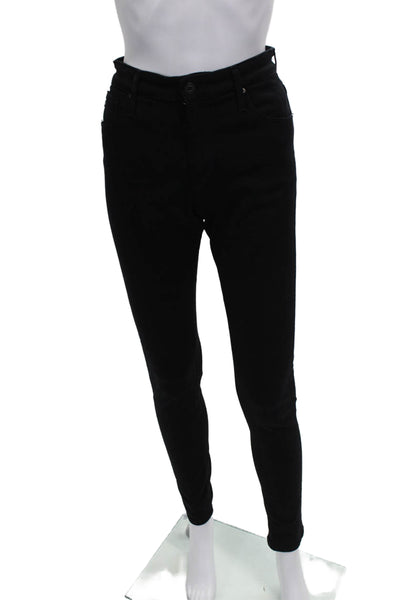 AG Womens Black Skinny Jeans Mid-Rise Button Viscose Size 28