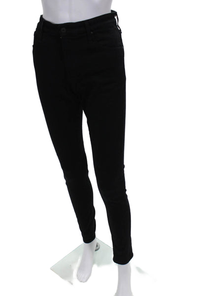 AG Womens Black Skinny Jeans Mid-Rise Button Viscose Size 28